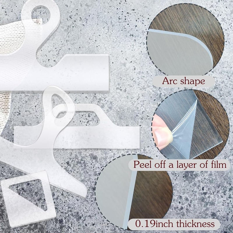 LYMOI Router Templates, 4pcs Acrylic Charcuterie Board Handle Template, Clear Cut Board Thick Handle Template, Angled Curvy Tracing Stencils Cut Guide Tools for Kitchen Woodworking. (Style 2) - Image 3